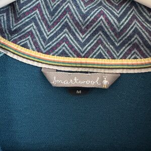 Smartwool Teal Pullover with Chevron Collar and Colorful Trim - Women’s Medium